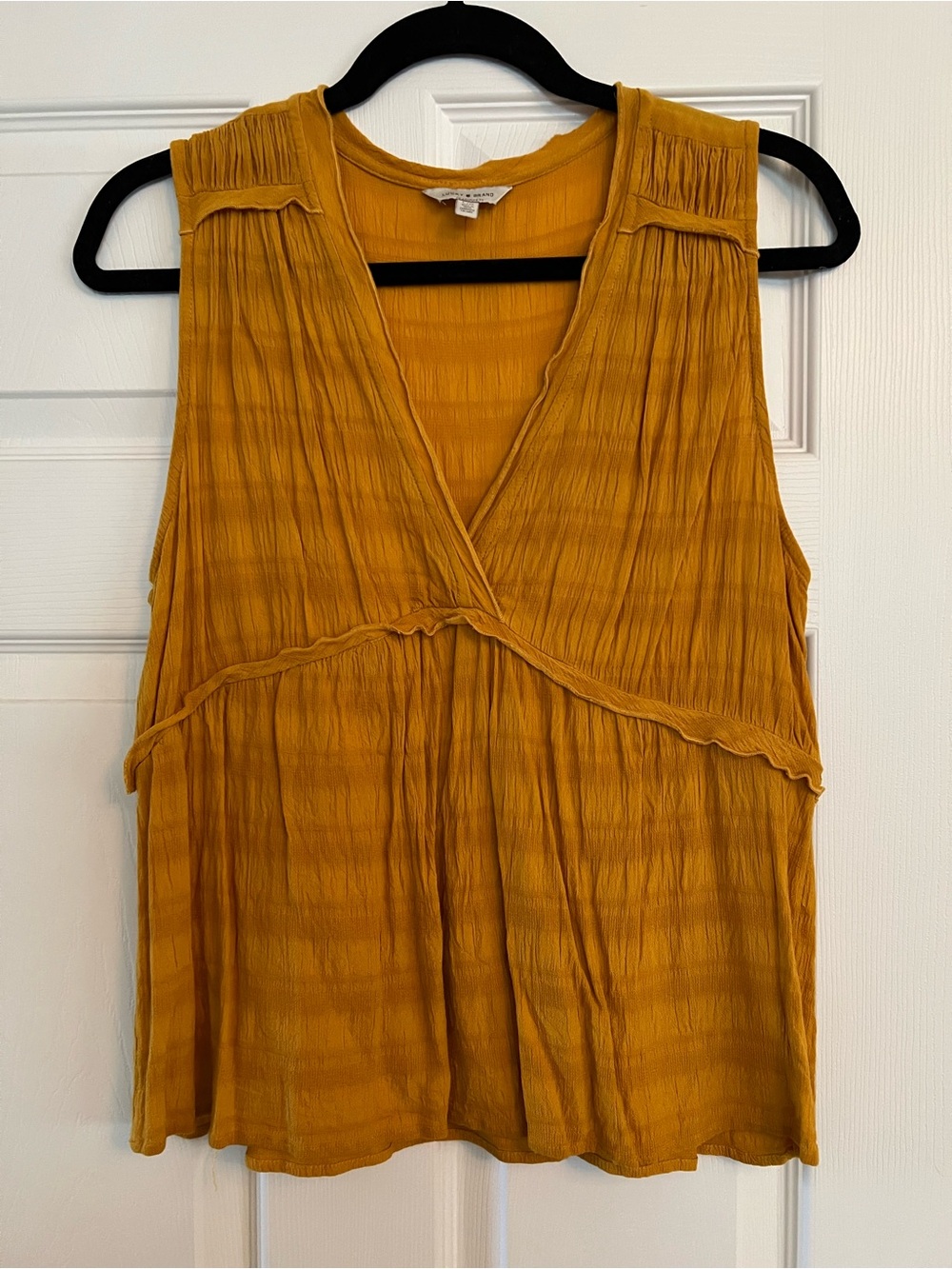 Lucky Brand Mustard Sleeveless V-Neck Women's Top